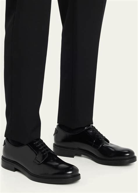 prada derby men's|prada brushed leather derby shoes.